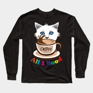 Cat and Coffee Long Sleeve T-Shirt